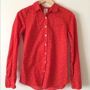 Jcrew coral linen shirt