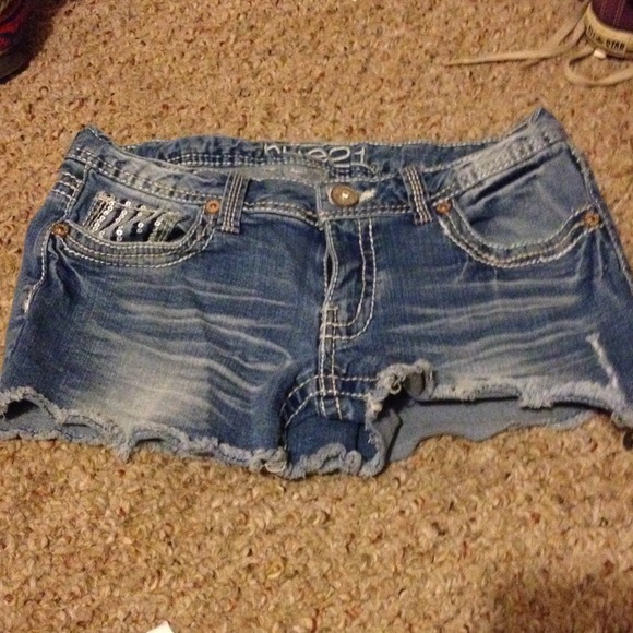 sequin cut off jean shorts