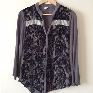 Anthropologie gray button up top