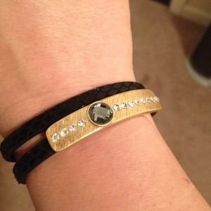 Black leather wrap bracelet