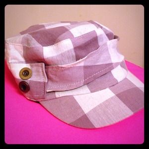 Checkered white & purple hat