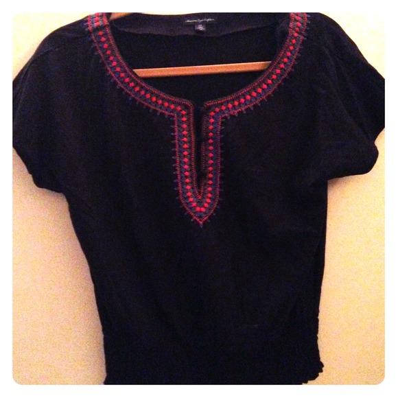 Blue embroidered top