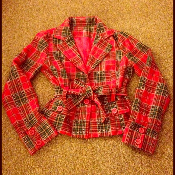 Red and Green Plaid Blazer