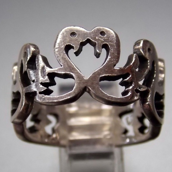 🚫SOLD Vintage sterling silver swan ring STAMPED