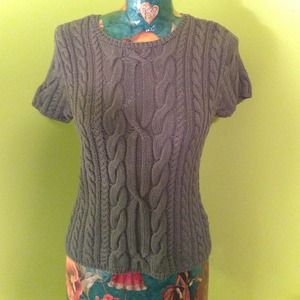 Worth grey cableknit short sleeved sweater