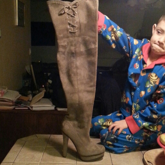 Suede knee high boots