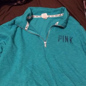 PINK VS teal slouchy half zip