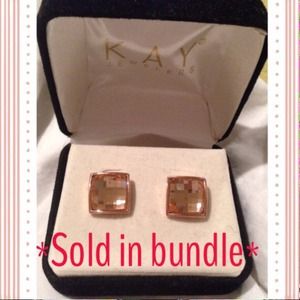 NWOT Austria Champagne Crystal Gold Plated Studs