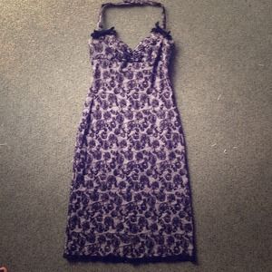 Betsey Johnson Black Rose Halter Dress