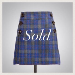 🚫Sold🚫GAP blue plaid wool skirt size 4