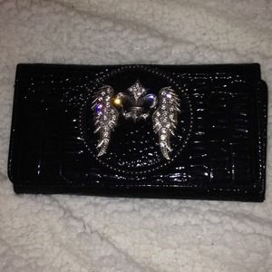 Le' Fluer & Angel Wing Black Patent Wallet!
