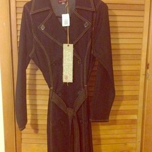 Denim trench/dress coat