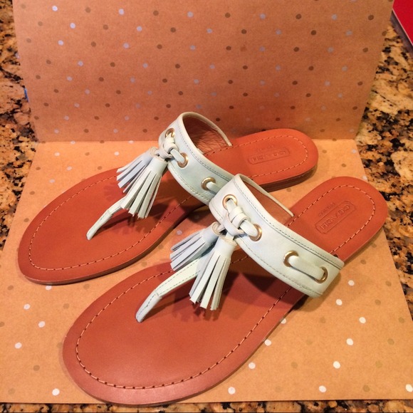 Coach Mint Green tassel sandals