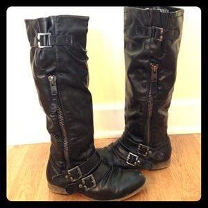 Unity By Carlos Santana Black Knee High Boots