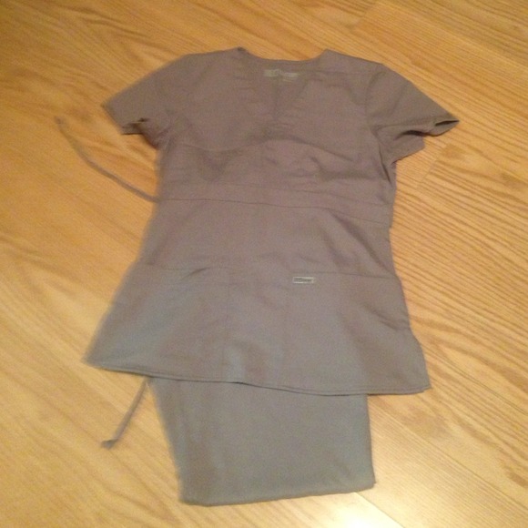 Grey/tan scrub set, steel scrub set.  RESERVED