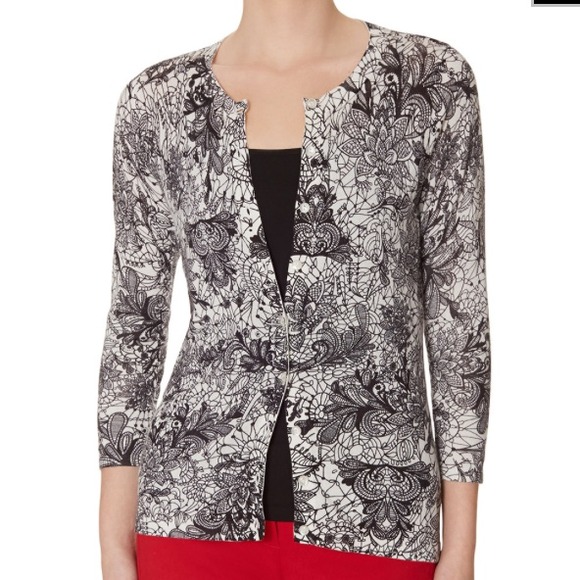 Black & White Lace Print Cardigan