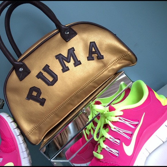 Gold and Chocolate Puma Sport Handbag