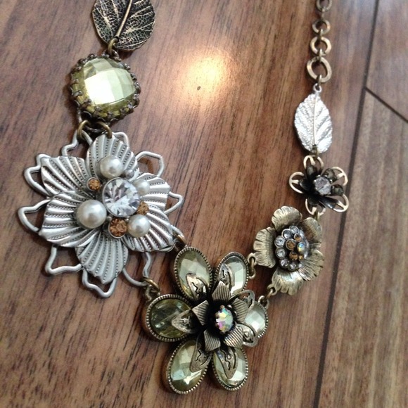 Anthropologie silver and gold statement necklace