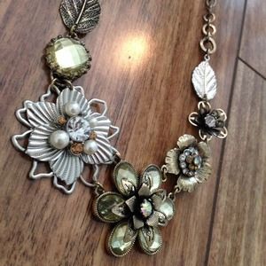 Anthropologie silver and gold statement necklace