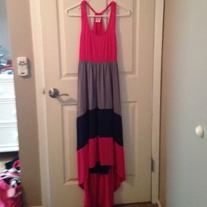 Color block hi lo maxi dress
