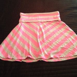 Pink and tan chevron skirt