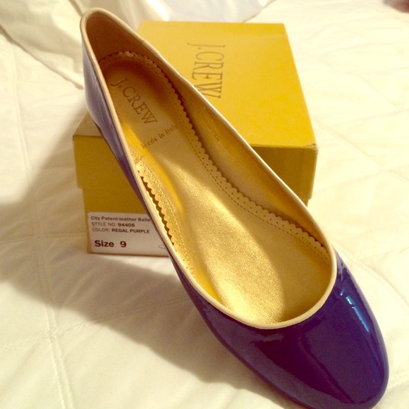 J.Crew City Patent Regal Blue Ballet Flats
