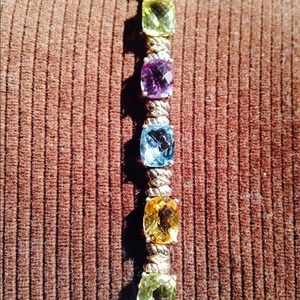 Beautiful  multi-gemstone bracelet set in SS.