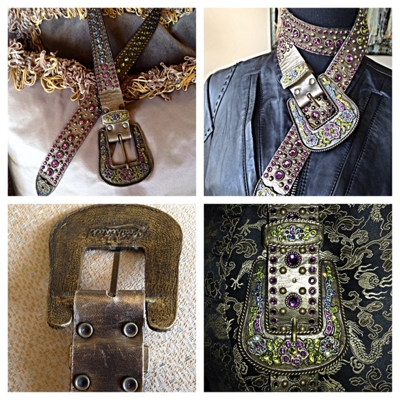 Leather Rock Crystal Belt