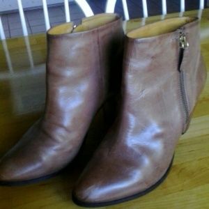 Miista tan leather zip up booties