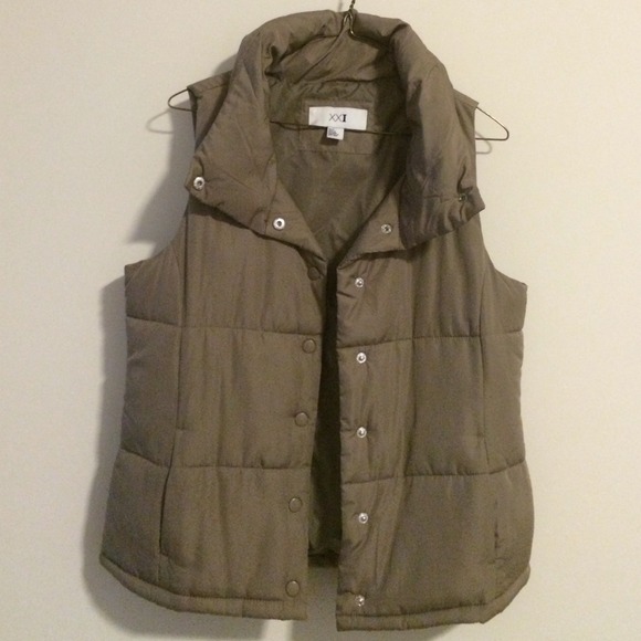 Olive green puffer vest