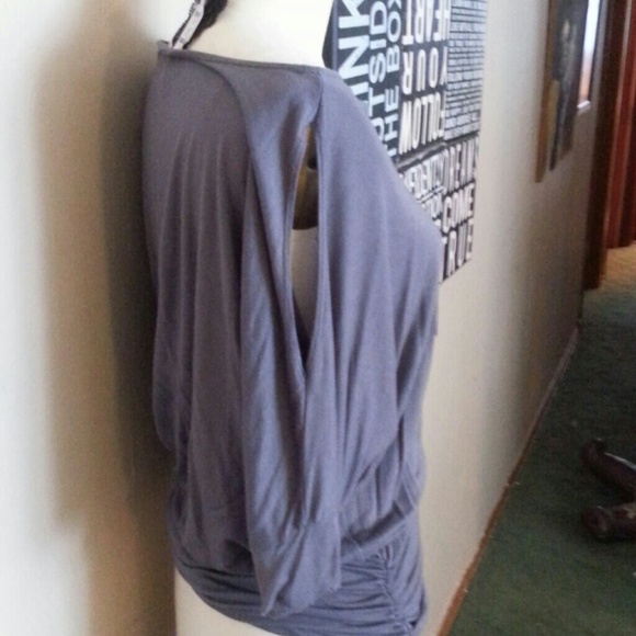 Charcoal Grey 3/4 sleeve blouse..slit in arms.. - Picture 2 of 3