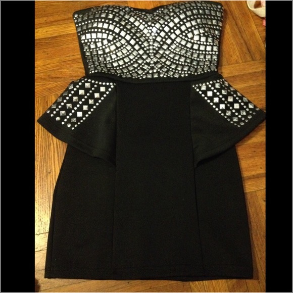 REDUCED Strapless Studded Peplum Gladiator Dress