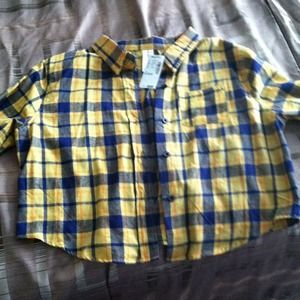 Juniors cropped flannel shirt