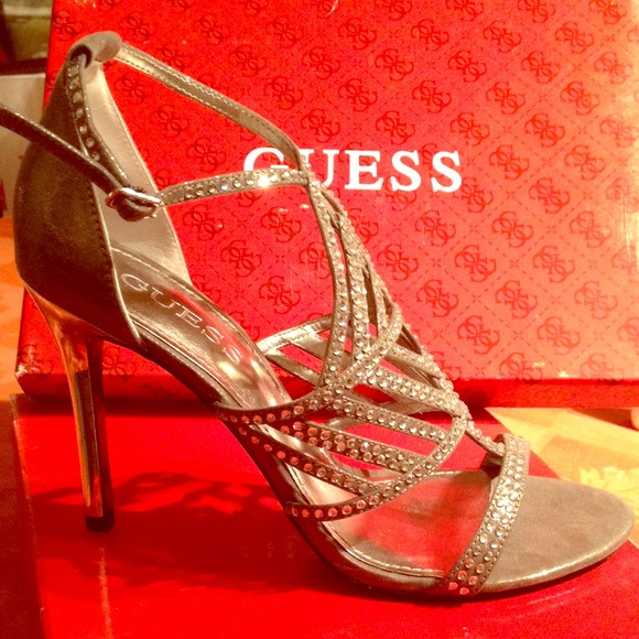 SOLD---Guess Hilonas Rhinestone high-Heels Sandals - Picture 1 of 2