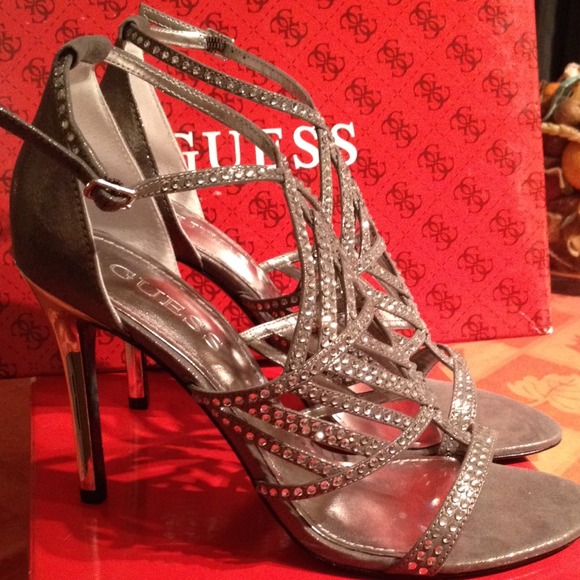 SOLD---Guess Hilonas Rhinestone high-Heels Sandals - Picture 2 of 2