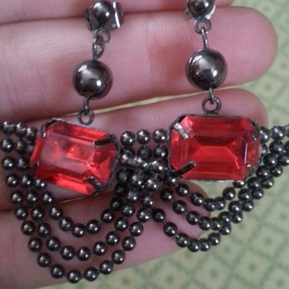 Faux Ruby Earrings