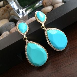Aqua Teardrop Earrings