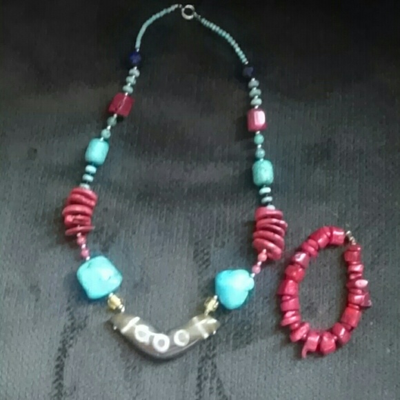 NEW SALE  NWOT RED CORAL NECKLACE AND BRACELE