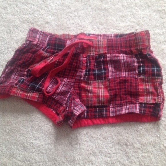 Red and Black Plaid Sleep Shorts S Never Worn