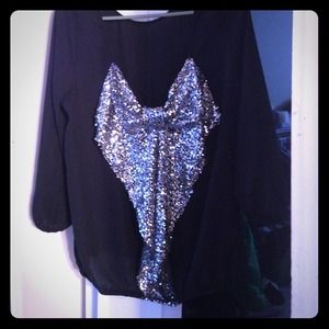 Black and Sequin Dressy Top