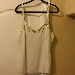 Sequin decorated cotton tank top