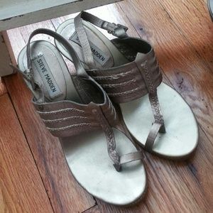 SOLDSteve madden braid gladiator gold wedge sandal