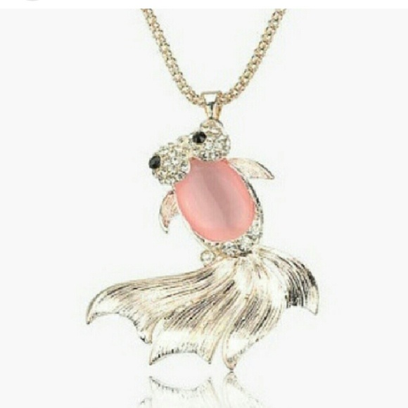 New Gold & Coral/Pink Fish Necklace...