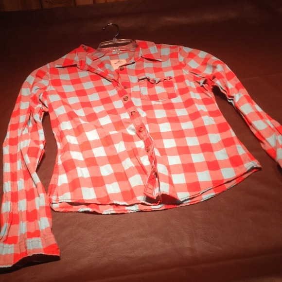 Orange and Blue checkered button up