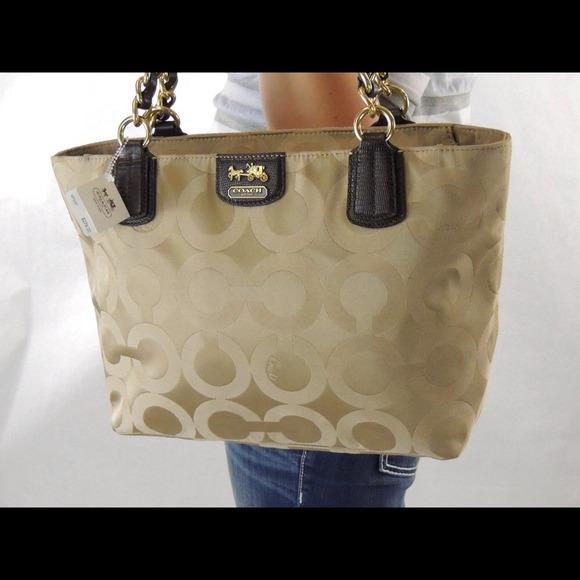 Coach Sateen Signature Madison Op Art Tote