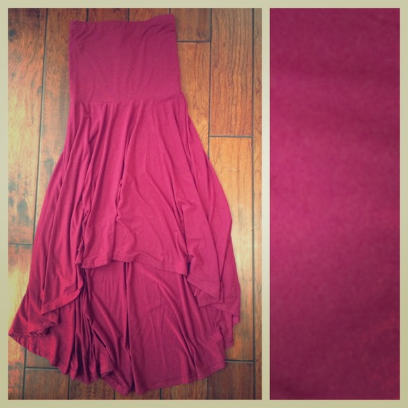 SOLD in bundle Magenta High-Low Strapless Dress