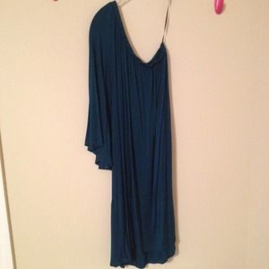 One shoulder dress & cream cardigan