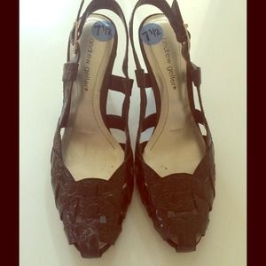 Andrew Geller Black Leather Wedge