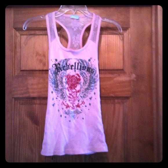 >Final Price< Graphic Lace Racer Back Tank