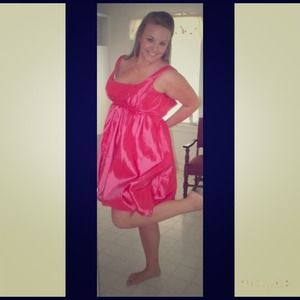 Pink bubble hem dress